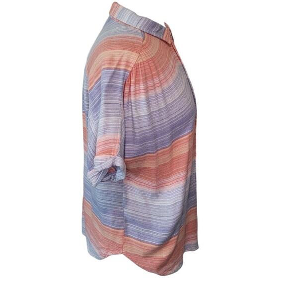 Women’s Relaxed Boxy Fit Button-Up Shirt – Size L – Orange & Blue – GUC - Picture 3 of 7